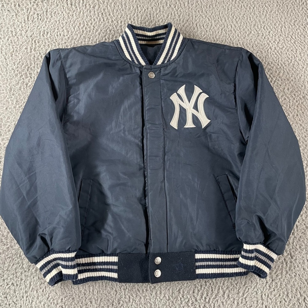 Vintage Jeff Hamilton New York Yankees Reversible Bomber Jacket Wool Kids Sz M